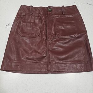 Maeve Colette Anthropologie Brown Leather Mini Skirt Small